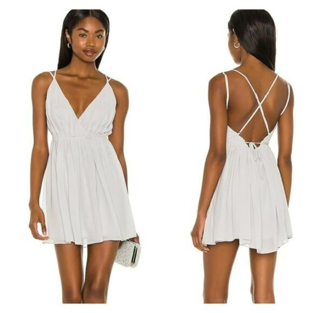 Michael Costello xREVOLVE Etta Mini Wrap Dress - Baby Blue